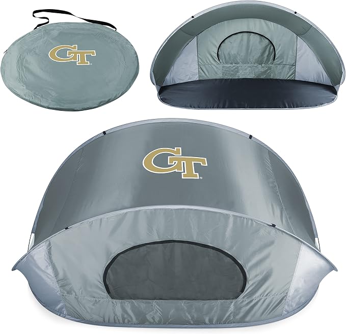 PICNIC TIME NCAA Georgia Tech Yellow Jackets Manta Portable Beach Tent, Pop Up Tent, Beach Sun Shelter Pop Up, (Gray with Black Accents)