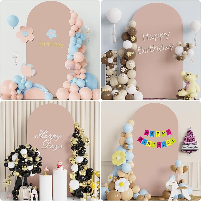Wokceer 6.6FT Wedding Arch Cover Spandex Fitted Wedding Arch Stand Covers Round Top Chiara Arch Backdrop Cover for Birthday Party Ceremony Banquet Decoration Nude