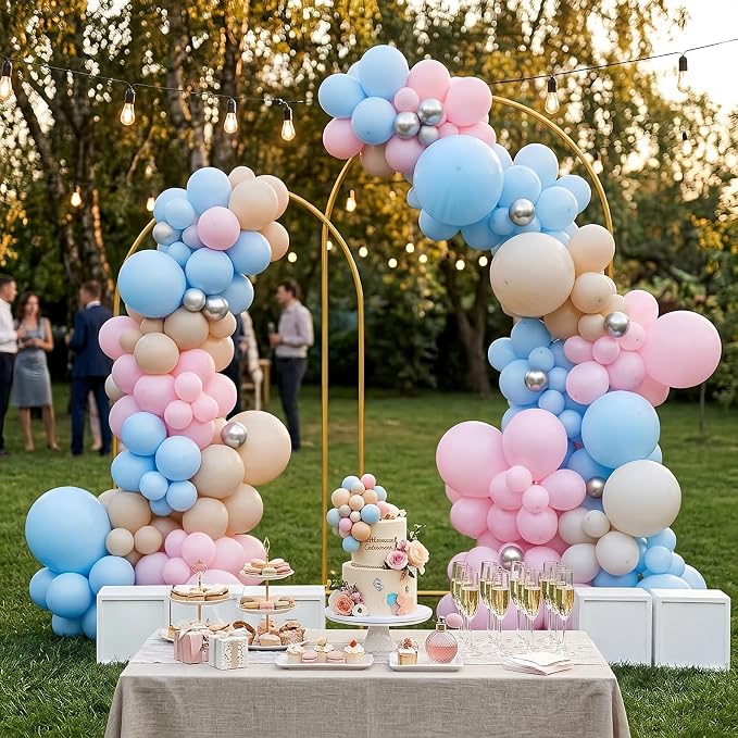 6.6FT Arch Backdrop Stand, Gold Metal Balloon Arch Stand for Wedding, Backdrop Arch Stand for Birthday Party, Baby Shower, Graduation, Anniversary Decoration
