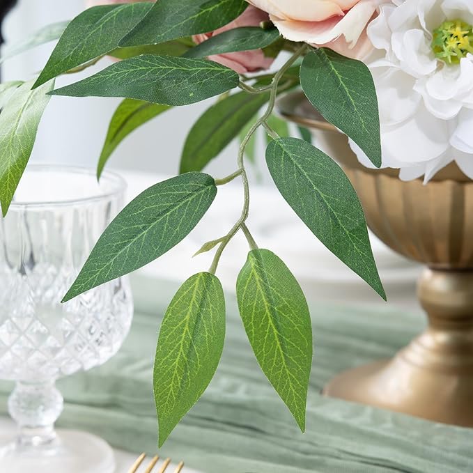 mizii 36pcs Italian Ruscus Artificial Greenery Stems Silk Green Leaves 20in Fake Spray Plants Stem Garland Greenery Decoration for Centerpieces Wedding Arch Flower Bouquet Table Room Wall Decor (36)