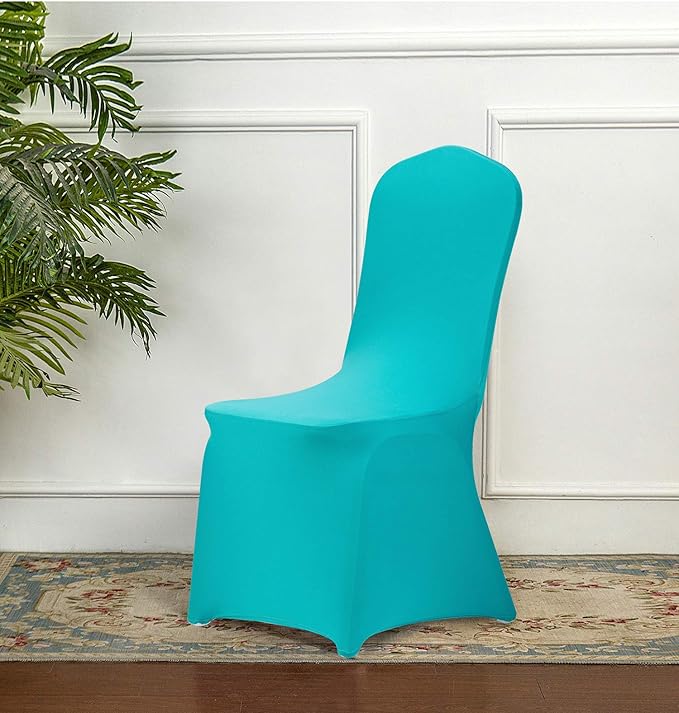 Peomeise Stretch Spandex Chair Cover for Wedding Party Dining Banquet Event (Turquoise, 6)