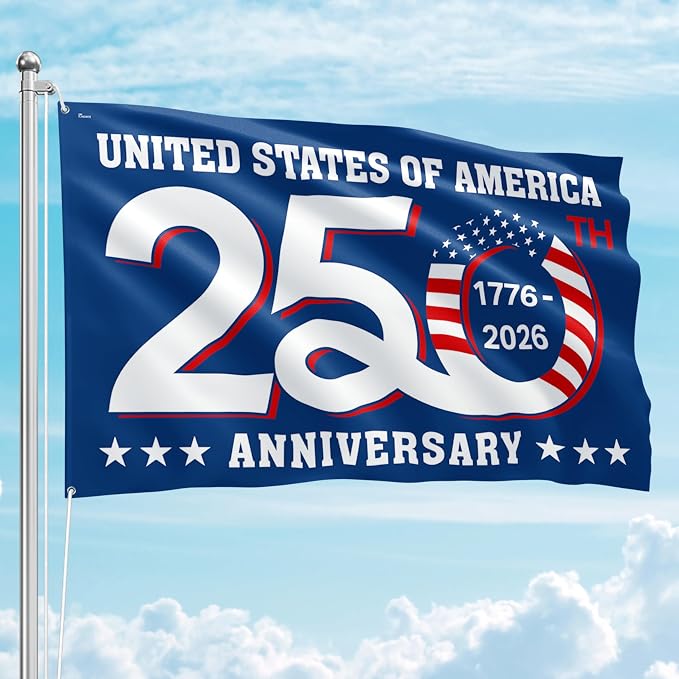 FLAGWIX American 250 Years Anniversary Flag - Polyester Double-sided Yard Flags For Outside Grommet Flag, 4x6 ft - 4th of July Decorations for Home Yard Garden Decor Banner, Gifts For Men Women