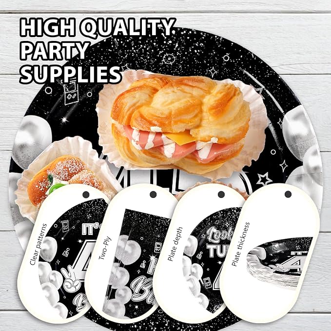 96Pcs 45th Birthday Decorations for Men 45th Paper Plates and Napkins Set It's My 45th Birthday Theme Decorations for Look at You Turning 45 Years Old Father Day Party Supplies Serves 24