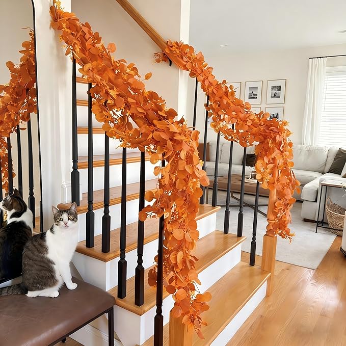 CQURE 3Pcs Eucalyptus Garland,Artificial Eucalyptus Leaves Table Greenery Garland Wreath Vines for Wedding Party Table Fireplace Bedroom Wall Room Decor