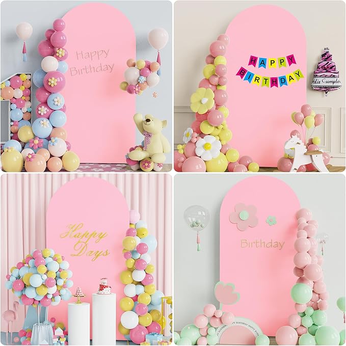 Wokceer 6.6FT Wedding Arch Cover Spandex Fitted Wedding Arch Stand Covers Round Top Chiara Arch Backdrop Cover for Birthday Party Ceremony Banquet Decoration Pink
