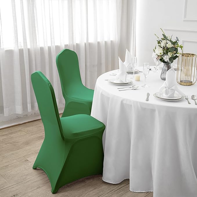 SUPERO Chair Cover, 12PCS Spandex Waterproof Chair Covers, Universal Fit Protector Stretch Chair Cover for Party, Banquet, Wedding Event, Hotel(Emerald)