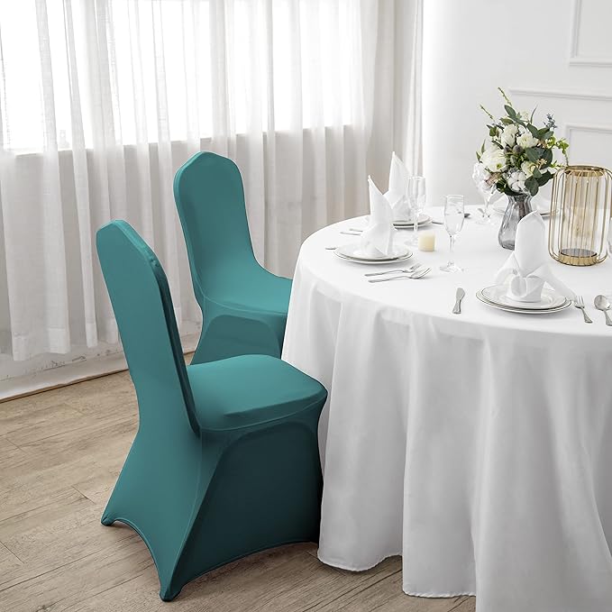 SuperO Waterproof Spandex Chair Cover 12PCS, Stretch Dining Chair Covers, Polyester Outdoor Chair Covers, Protector Stretch Chair Cover for Party Universal, Banquet, Wedding Event, Hotel(Turquoise)