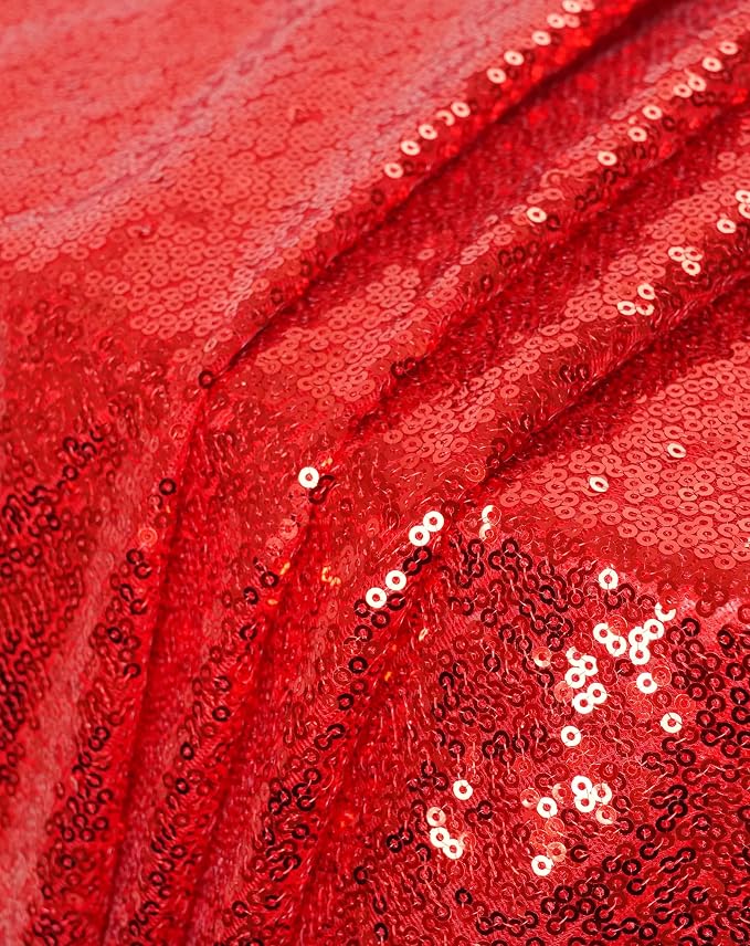 Eternal Beauty Red Tablecloth, 90x132 Inch Sequin Christmas Rectangle Table Cover for Valentines Cake Dessert Exhibition Party Birthday Events