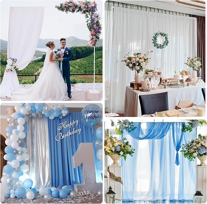 Fomcet 10FT x 10FT Backdrop Stand Heavy Duty with Base, White Portable Adjustable Pipe and Drape Backdrop Stand Kit, Square Metal Arch Party Frame for Wedding Birthday Parties Banquet Decorations