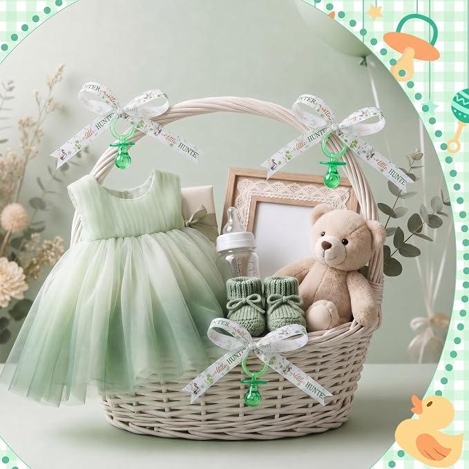Coume 60 Pieces Baby Shower Pacifiers Necklace Acrylic Pacifiers Necklace Charm Party Favors for Girls Boys Baby Shower Party Decorations Table Scatter (Neutral Style,Green)