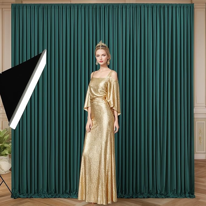 Hunter Green Backdrop Curtain for Parties Wrinkle Free Dark Green Photo Curtains Backdrop Drapes Fabric Decoration for Baby Shower Birthday Party Photography 5ft x 7ft,2 Panels