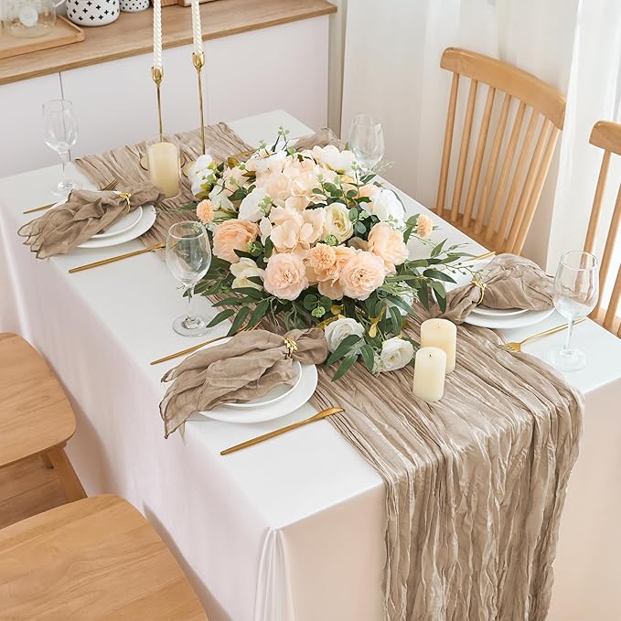 50 Pack Cheesecloth Napkins 20"x20" Nude Boho Gauze Cheese Cloth Napkins Bulk Rustic Dinner Table Decor for Wedding Bridal Baby Shower Party