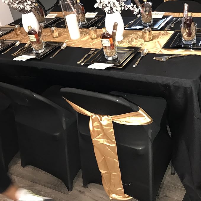 Howhic Folding Chair Covers - 50pcs, Black Universal Spandex Fitted Covers for Wedding, Party, Banquet, Conference