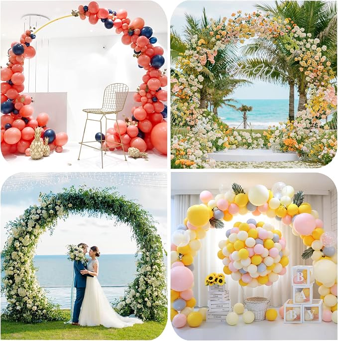 Putros Round Backdrop Stand 9.2ft, Circle Balloon Arch Frame, Metal Round Arch, Gold Circle Backdrop Stand for Wedding, Birthday Party, Anniversary, Bridal Ceremony, Graduation Decoration
