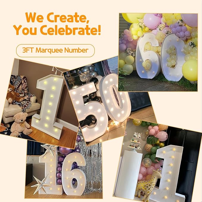 Marquee Numbers 3 Feet Tall Large Light Up Numbers 4th 14th 24th Four Ever Sweet Birthday Decorations Big Yellow Light Outdoor Anniversary Decorations Balloon Arch Kit Party Backdrop 4