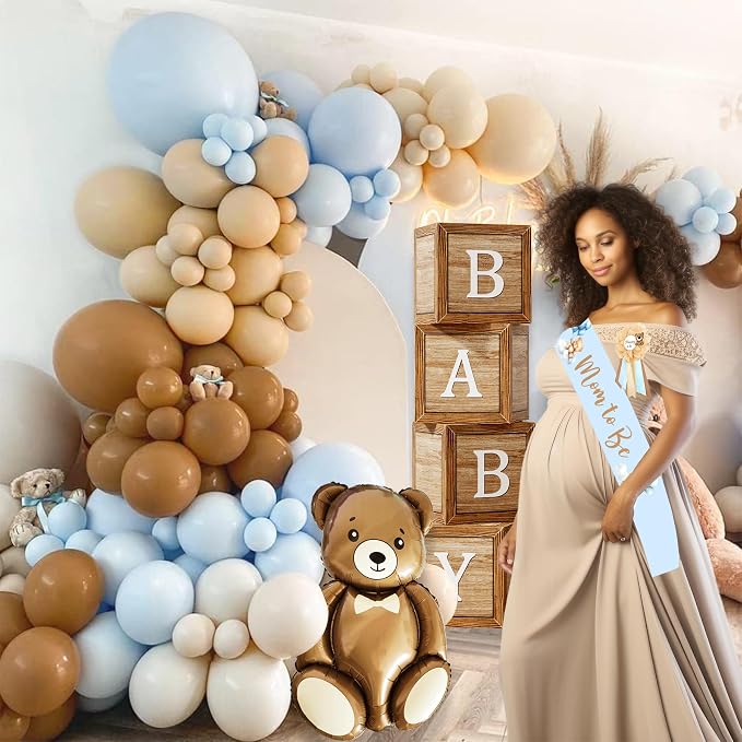 Bear Baby Shower Decorations Party Supplies, We Can Bearly Wait Baby Shower Decoration, Backdrop Balloon Arch Box Mom to Be Sash Dad to Be Pin Tablecloths Bear Balloon