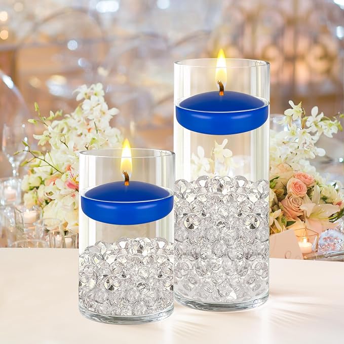 Mega Candles 12 pcs Unscented Dark Blue Floating Candles, Hand Poured Wax Candle 3 Inch Diameter, Home Décor, Wedding Receptions, Centerpieces, Occasions, Events, Festivities, Meditations, Spas