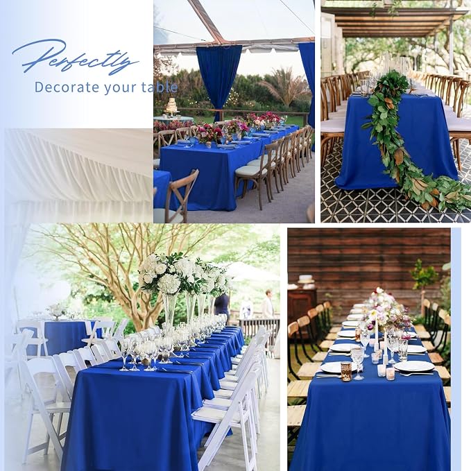Pesonlook 12 Pack Rectangle Polyester Tablecloth-60 x 102 Inch Royal Blue Rectangle Tablecloth for 6 Ft Rectangle Tables,Washable Fabric Table Cover for Wedding/Buffet Party/Dining Table/Events
