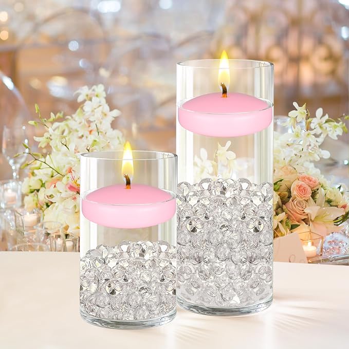 Mega Candles 12 pcs Unscented Pink Floating Candles, Hand Poured Wax Candle 3 Inch Diameter, Home Décor, Wedding Receptions, Centerpieces, Occasions, Events, Festivities, Meditations, Spas