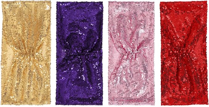 Poise3EHome Red Sequin Chair Sashes, Double Sided Glitter Folding Chair Covers Bow for Wedding Party Banquet Reception Decorations, 20 PCS