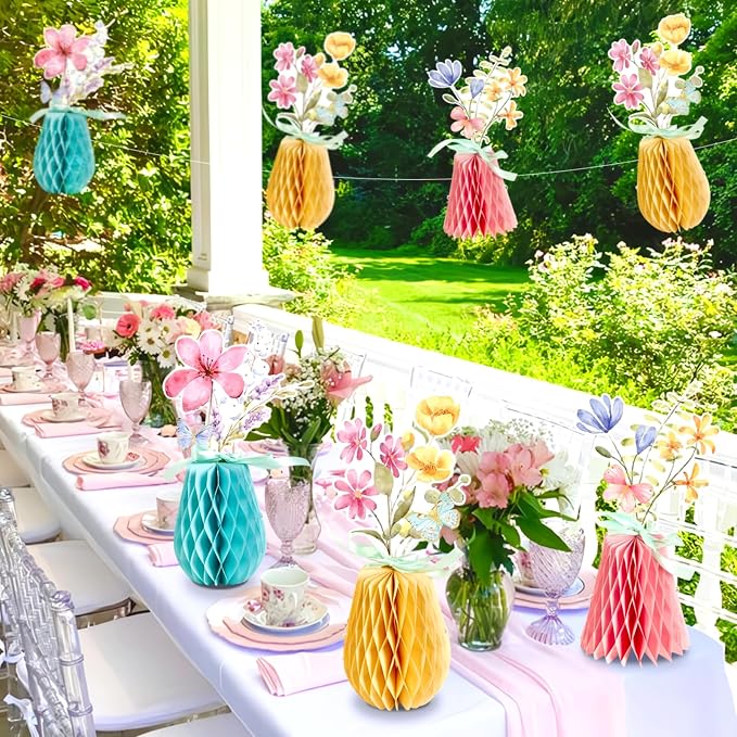 SUNBEAUTY Wildflower Baby Shower Table Decorations Wild Flowers Honeycomb Centerpieces for Garden Baby Shower Spring Floral Table