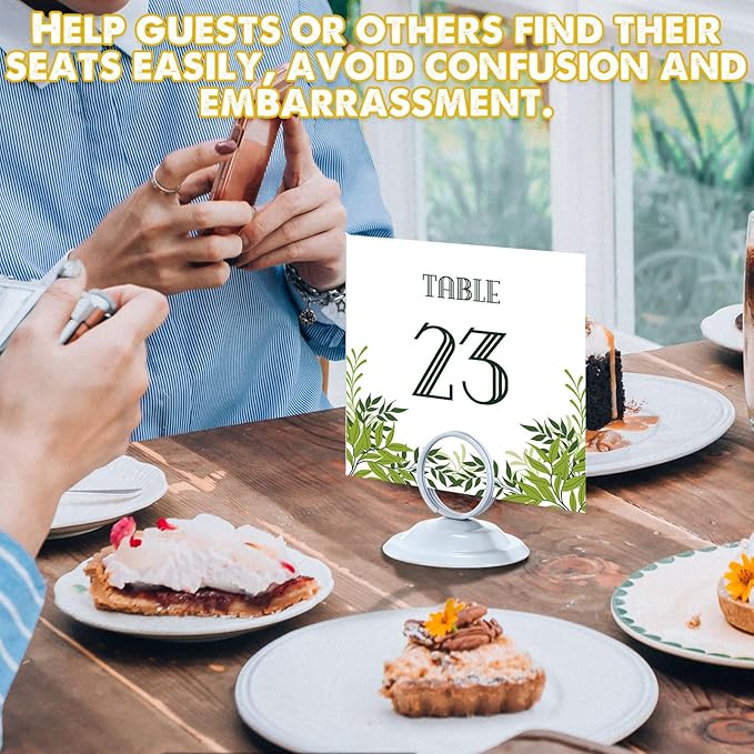 MotiMind 24 Pcs Table Number Holders-Metal Place Card Holders Table Number Stands Tabletop Sign Stands for Photos, Menu, Memo, Notes, Wedding, Restaurant, Banquet, Birthday(White)