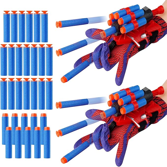 Set of 2 Spider Web Shooters Classroom Prizes for Kids Wrist Launcher Web Shooter Spider Gloves Web-Shooters fo Kids Easter Decorations Party Favors