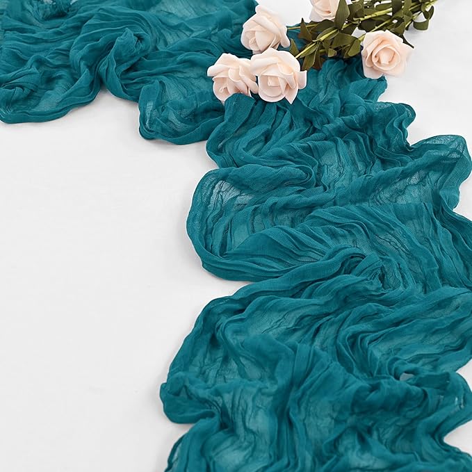10 Pack Teal Table Runner 10Ft Cheesecloth Table Runner Boho Gauze Cheese Cloth Table Runners Romantic Turquoise Table Runners for Wedding Party Bridal Shower