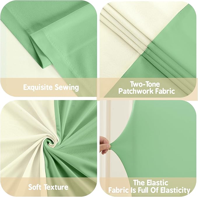 Beige and Sage Green Arch Backdrop Cover Set of 2-7.2 and 6ft Spandex Wedding Arch Covers Stretchy Backdrop for Baby Shower Bridal Shower Birthday Party Photo Balloon Arch Stand Cover