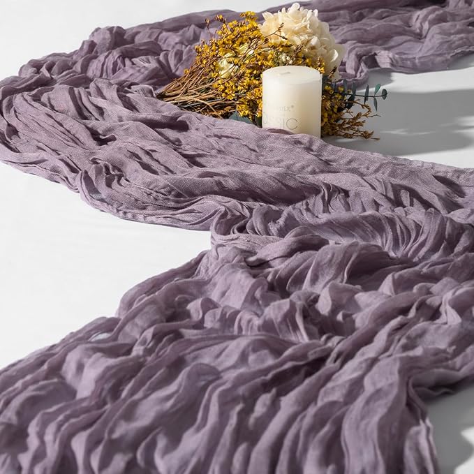 15 Packs Cheesecloth Table Runner Light Purple,10 Ft Lavander Rustic Gauze Boho Wedding Table Runner Decoration, Wedding Table Decor Table Cloth for Wedding Party Bridal Shower Table,21.5x120in