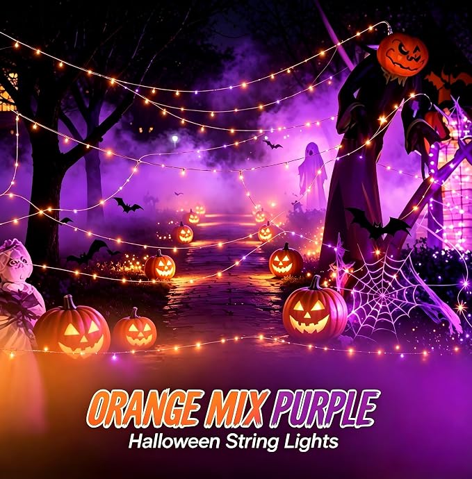 AIKEI 6 Pack LED Fairy Lights Battery Operated, Mini String Lights Waterproof 7ft 20 Led Firefly Starry Lights for Wedding Party Bedroom Garden Christmas Decoration Orange and Purple