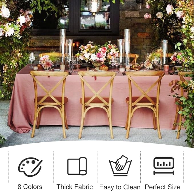 4 Pack Rectangle Tablecloth for 6 Foot Tables Washable Polyester Table Cover for Wedding Dining Table Parties Banquet(60x102 Dusty Rose)