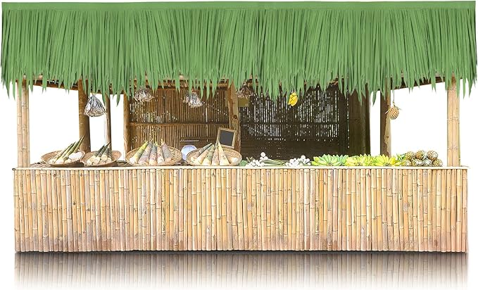 Mexican Tiki Hut Grass Skirting Roof Tiki Bar Grass Duck Blind for Thatch Roofing Bar Decorations Roll Palm Palapa Straw Thatch Roof for Fence Party(Jungle Green,79 x 15 Inch)