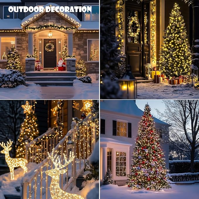 Fairy Lights Plug in,100FT 600 LEDs Waterproof Led String Lights,8 Modes Remote Twinkle Light for Bedroom Window Weddings Christmas Holiday Decoration,Silver Wire,2 Inch Led Space,Warm White