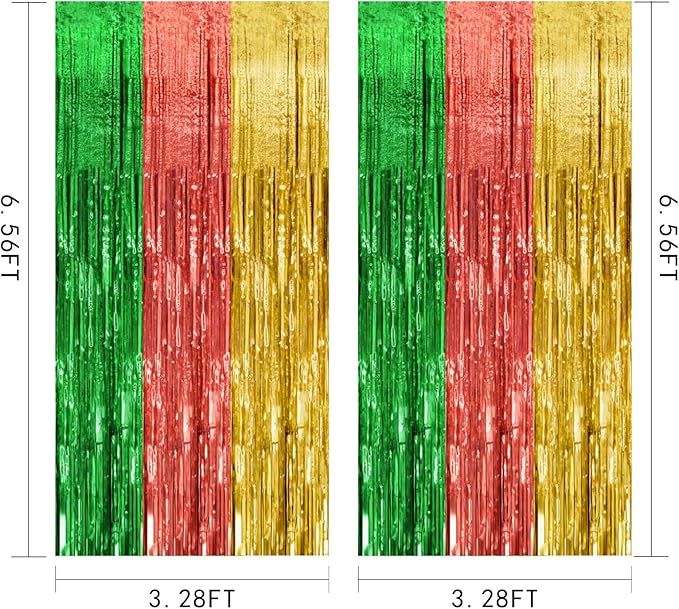 2 Pack Hawaii Party Backdrop Decorations Vibrant Summer Streamers Foil Fringe Curtains Metallic Tinsel Backdrop for Birthday Graduation Baby Shower Christmas Beach Holiday Party Decors
