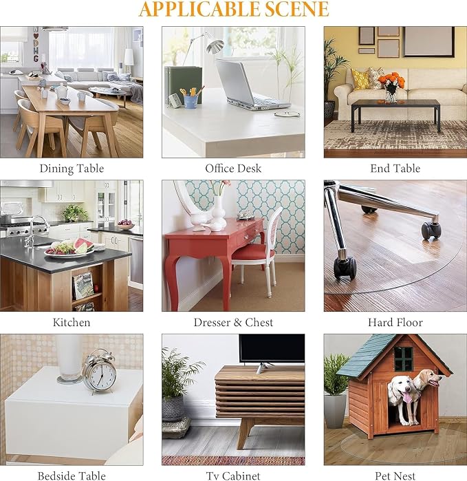 Deep Dream 2.0mm Clear Desk Cover Protector, 44×44 Inch Clear Desk Cover, Clear Desk Mat, Table Cover Tablecloth Protector Square, Table Protector for Dining Room Table