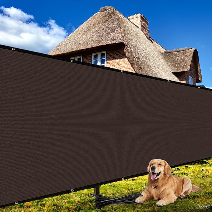 Shade&Beyond 6' X 25' Fence Privacy Screen Heavy Duty 170 GSM Fencing Mesh Shade Net Cover for Wall Garden Back Yard Outdoor Home Decoration, Brown