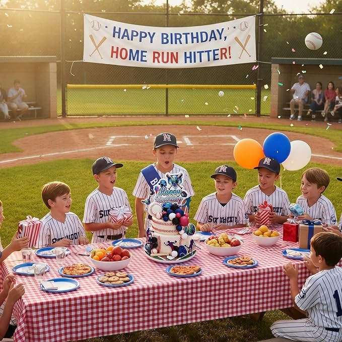 Novabright 42 Pcs Baseball Ice Cream Drip Birthday Cake Decorations Baseball Themed Birthday Cake Toppers Detachable Photo Props for Party Supplies (Ice Cream,Black)