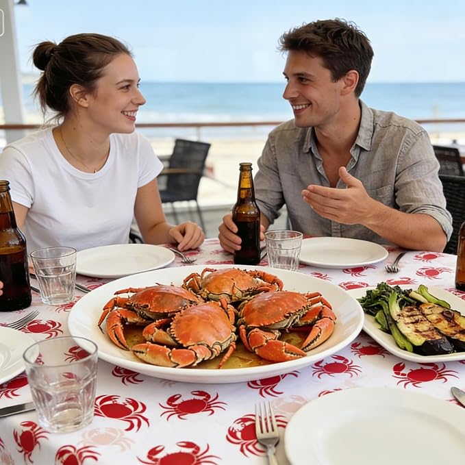 Kochorie 100 Ft x 54 Inch Crab Boil Party Tablecloth Roll with Cutter Box Disposable Plastic Crab Table Cover Roll Waterproof Table Cover for Crawfish Birthday Indoor Outdoor Party Supplies Decor