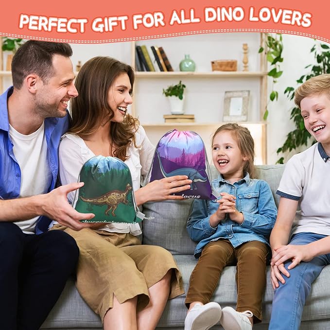 Chumia 40 Pcs Dinosaur Drawstring Gift Bags Dinosaur Party Supplies Dino Theme Party Favor Treat Goodie Candy Bags for Birthday Christmas, 20 Style