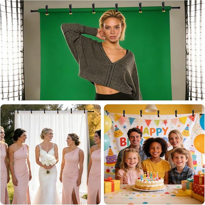 8x5 ft Adjustable Green Screen Backdrop Kit with Stand, Photo Background Support System for Video Streaming, Photography, Studio, Parties, Events