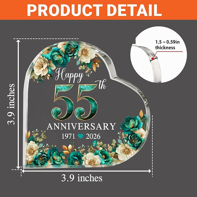 55th Wedding Anniversary Acrylic Cake Topper, 55 th Anniversary Decorations, 55 Wedding Topper, 55 Years Of Married Gifts (55th Anniversary Cake topper 2026)