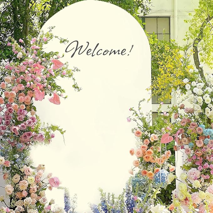 Toolterritary Metal Arch Backdrop Stand and Cover Set, 8FT, 7.2FT Party Backdrop, Easy to Assemble, Backdrop Stand for Parties, Birthday, Baby Shower