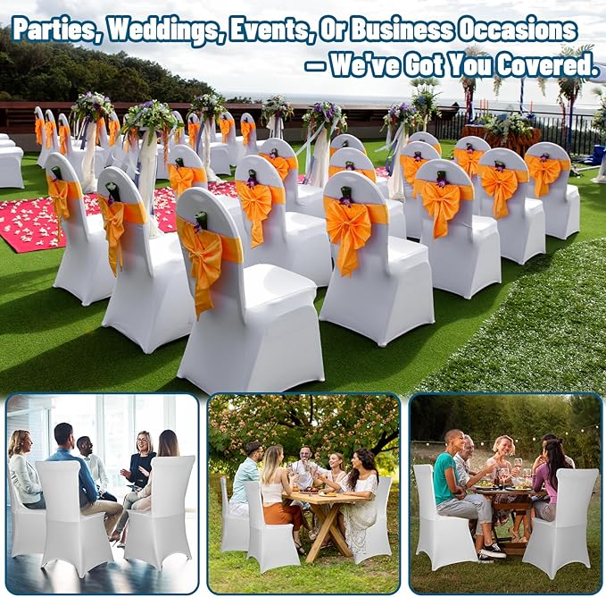 6 PCS Stretch Spandex Chair Covers for Party, Washable Reusable Dining Universal Fitted Removable Chair Cover for Wedding, Holidays, Banquet, Hotel, Celebration