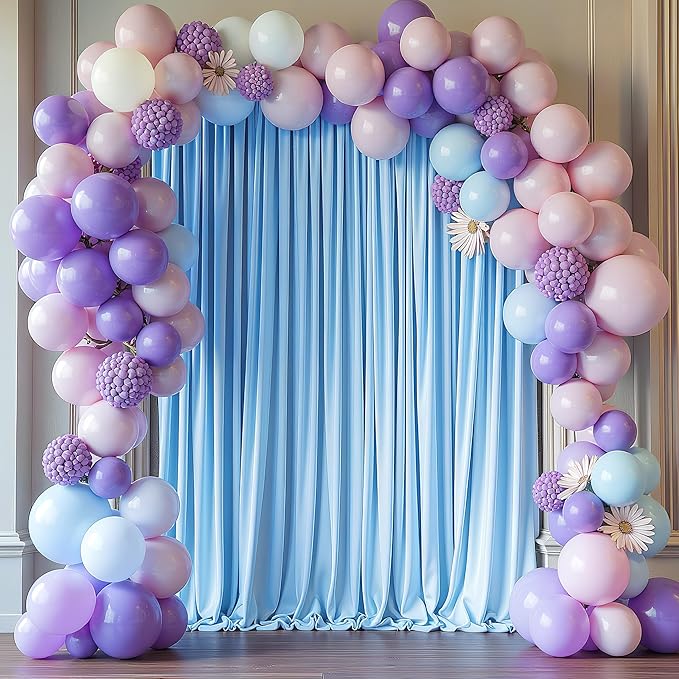 Wokceer Blue Backdrop Curtain for Wedding Parties 10x8FT Photo Polyester Backdrop Drapes for Wedding Photoshoot Baby Shower Birthday Party Curtains Photography Background 2 Panels 5x8FT