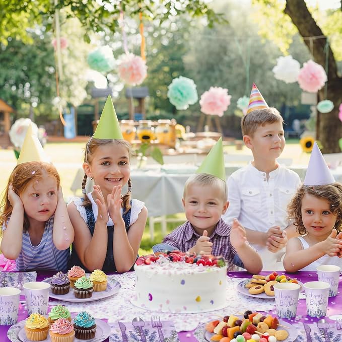 400 Pcs Purple Lavender Birthday Decorations for 50 Guests, Lavender Floral Butterfly Paper Plates Napkins and Cups Set with Cutlery, Lilac Tableware for Spring Birthday Party Supplies