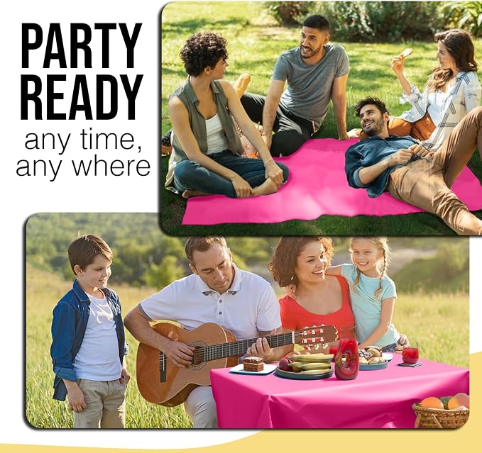 Party Solids 66% Thicker Premium Hot Pink Plastic Table Cover Roll 40" X 100' Table Cloth Plastic Cover Roll Quality Thick Banquet Rolls Disposable Tablecloth Rolls Strong American Based Company