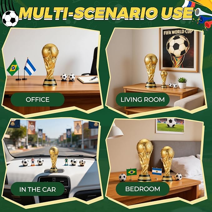 2026 World Cup Trophy Replica -14.6" PVC Souvenir & Decoration, Football Champion Cup Gift