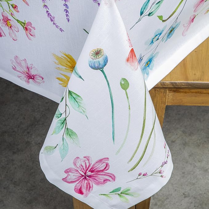Maison d' Hermine Table Cloth Rectangle Table 100% Cotton 70 x 90 Inches Tablecloth Reusable Decorative for Dining Kitchen Room Farmhouse Party Home Hotel Restaurant Spring Summer - Just Floral