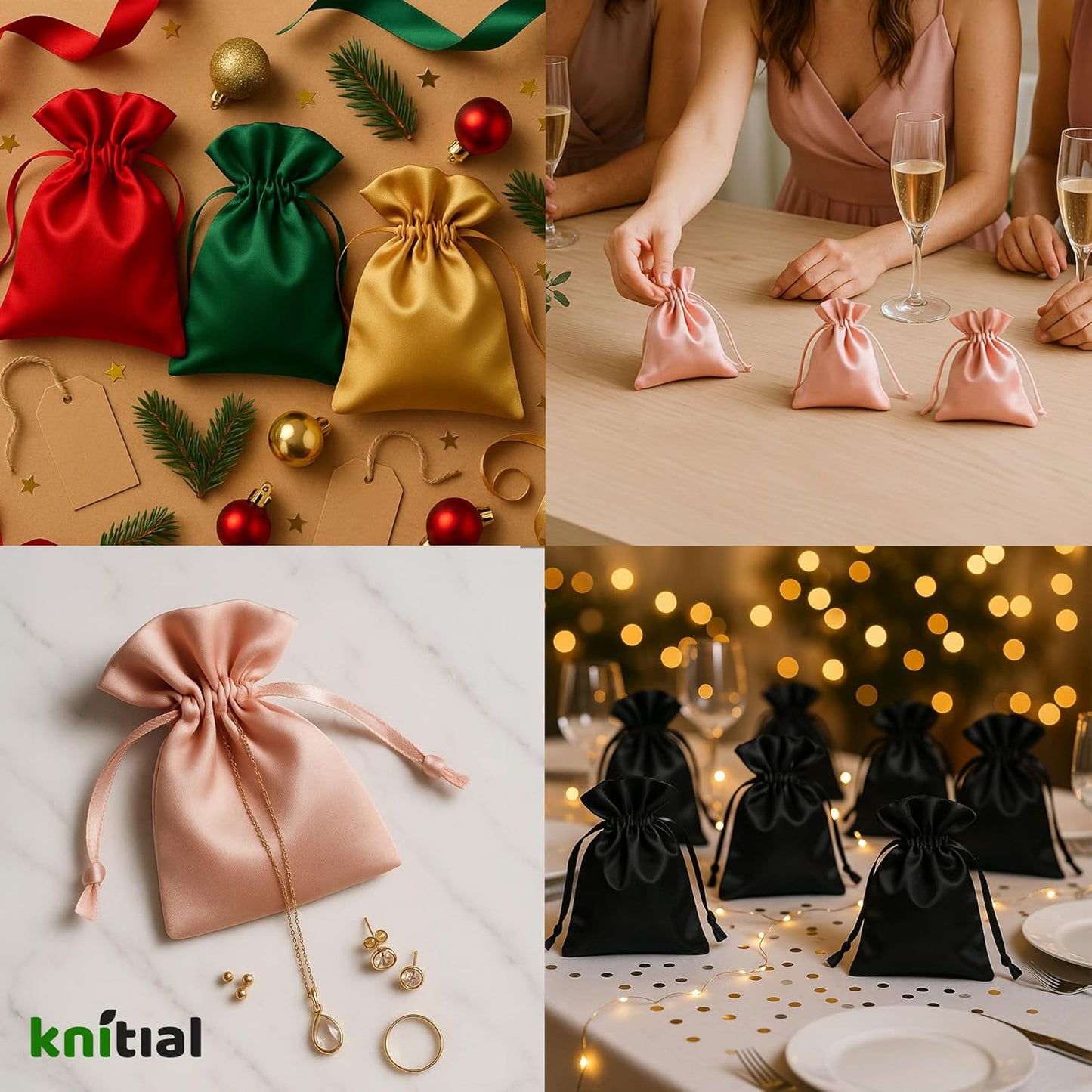 3" x 4" Teal Satin Gift Bags, Jewelry Bags, Wedding Favor Drawstring Baby Shower Christmas 50 per Pack